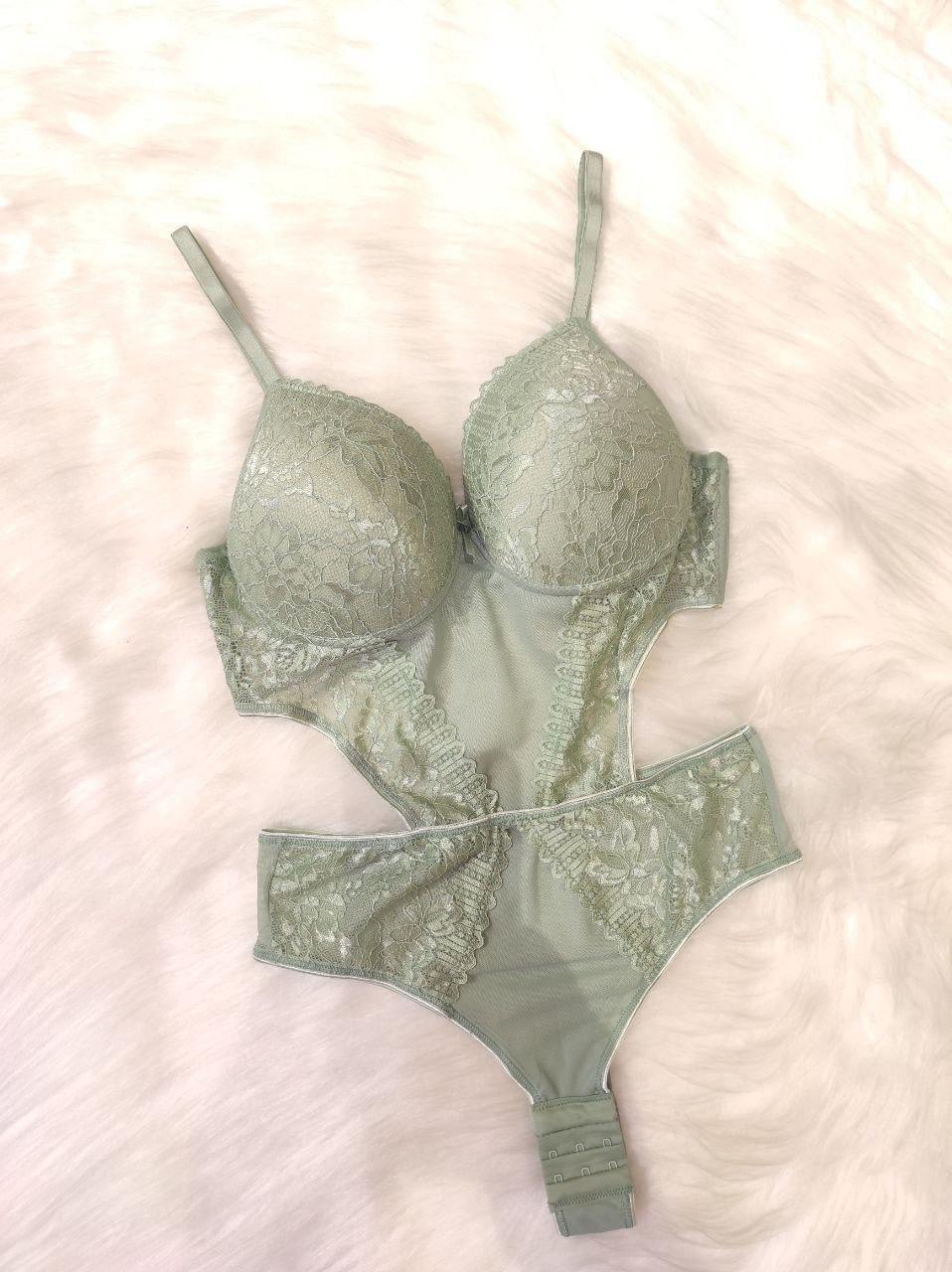 Mint Yeşili Dolgulu Bodysuit